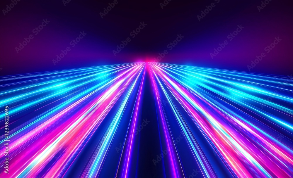 Poster abstract neon light lines displaying speed and technology vibes