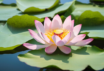 lotus flower floating on still water
