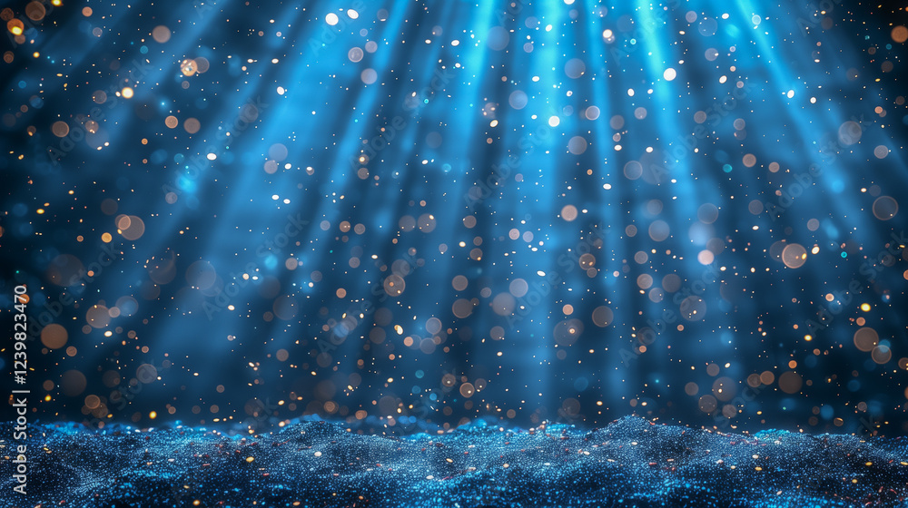 Poster magical blue sparkling lights with glowing particles..
