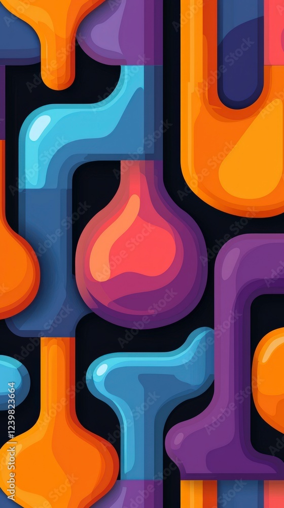 Poster abstract fluid shapes pattern colorful liquid design geometric background