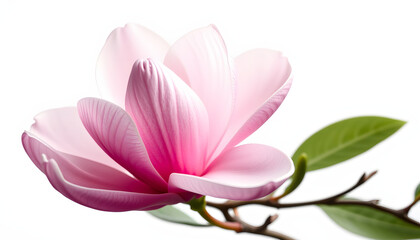 Beautiful magnolia flower on white background, Dreamy. isolated with white shades