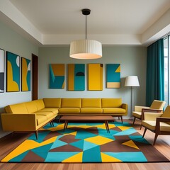 Vibrant Mid-Century Modern Living