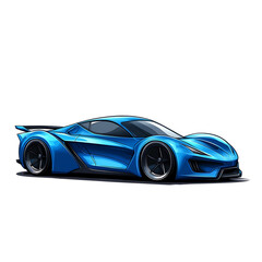 Modern Blue Sedan Car Isolated on Transparent Background (PNG)