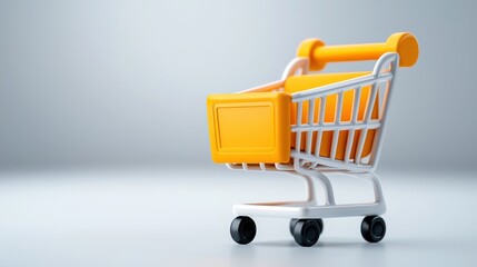 Isometric shopping cart design in minimalist modern user interface style for e commerce and online retail platform  Digital of a mobile or web based shopping cart icon or interface element