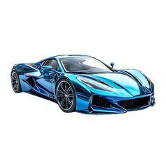 Modern Blue Sedan Car Isolated on Transparent Background (PNG)