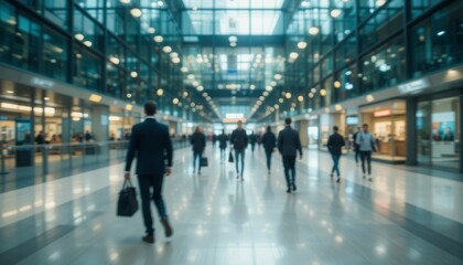 Business People Walking in Modern Office Lobby