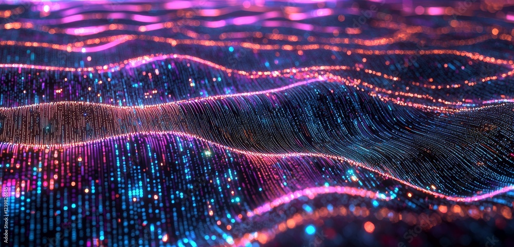 Aufkleber abstract digital background with network connections and waves