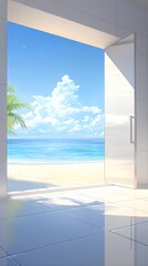Fototapeta premium Beach View from Modern Minimalist Room