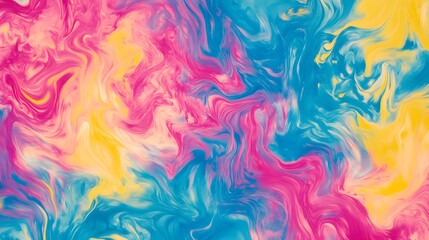 Abstract Swirling Paint Colors Pink Blue Yellow