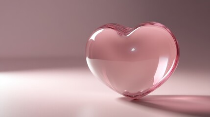 Pink glass heart, studio shot, soft background, Valentine's Day