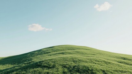 Fototapeta premium Rolling green hill under a clear sky, idyllic pastoral scene, nature background, perfect for website header