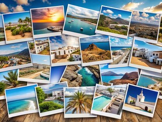 Panoramic Travel Photos of Spain's Lanzarote Island Scattered on a Table