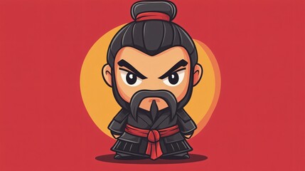 Fototapeta premium South Korea Head Cartoon Samurai Cartoon Mascot for Website Advertisement Design