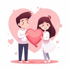 A man and a woman holding a heart