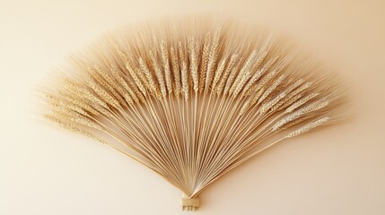 Golden Wheat Stalks Arranged in a Fan Shape