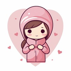 Fototapeta premium A girl wearing a pink coat and a pink hat