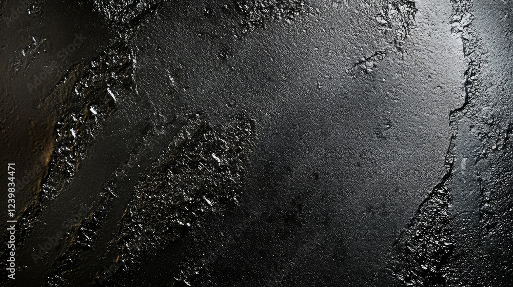 Poster textured black surface with glossy finish and unique patterns suitable for backgrounds, abstract art
