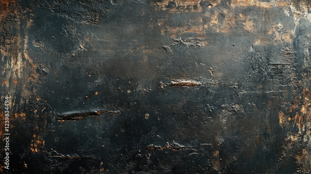 Poster dark textured surface with peeling paint and rusty effects, grunge style, ideal for background usage