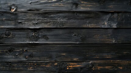 Fototapeta premium Dark Charred Wooden Planks with a Rich Textured Surface, Ideal for Backgrounds, Textures, and Rustic Design Projects in Photography and Graphic Design