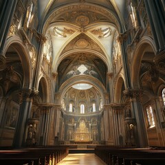Obraz premium Ornate church interior, golden details