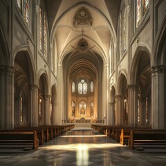 Obraz premium Sunlit cathedral interior
