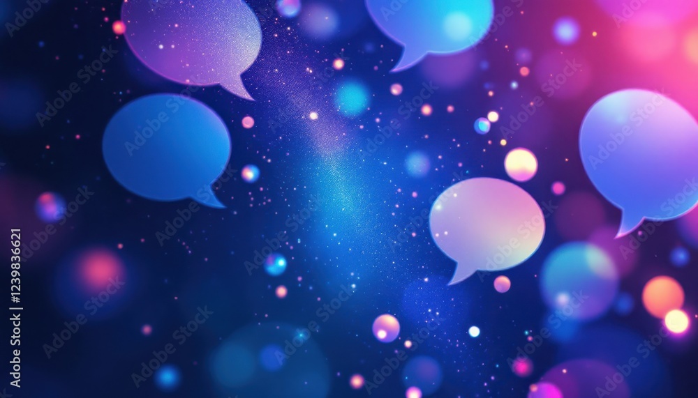 Aufkleber vibrant speech bubbles on a colorful abstract background with bokeh effects
