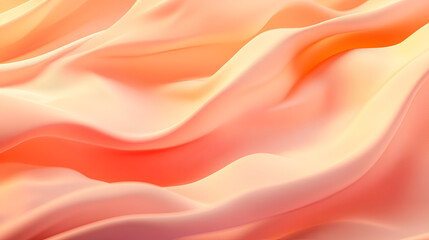 Fototapeta premium Peach Satin Drape: Luxurious peach satin fabric flows in elegant waves, creating a smooth, shimmering texture with soft, warm light reflecting off its surface.