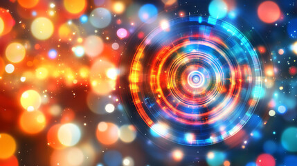 Colorful abstract technology background with bokeh lights