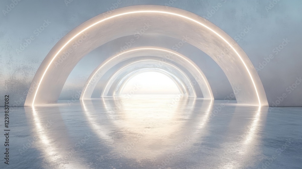Poster abstract architecture illuminated arched corridor