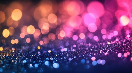 Abstract bokeh background with colorful circular light spots in vibrant purple, pink, and blue hues creating a dreamy and magical atmosphere for creative projects