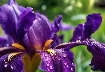vibrant purple iris in soft focus
