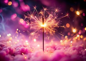 Obraz premium Pink Mist Sparkler Ignites Night Sky
