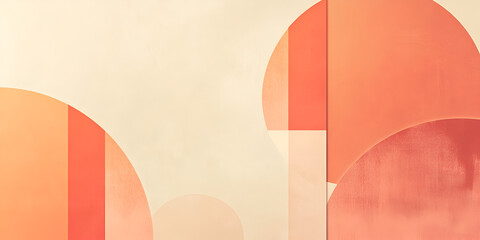 Abstract Geometric Shapes in Warm Tones: A minimalist and modern design with overlapping geometric shapes in shades of orange, pink and white, creating an abstract and calming visual effect.
