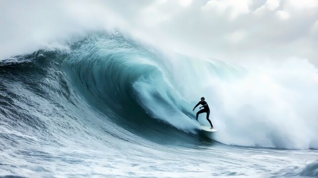 A surfer is riding a wave in the ocean