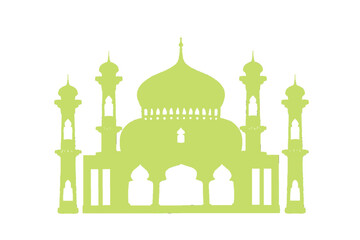 green silhouette of the mosque building without background