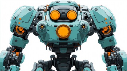 Futuristic Robot Illustration Isolated on White Background for Web, App, and Print Design