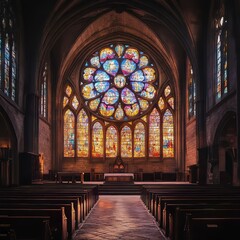 Obraz premium Magnificent stained-glass church window