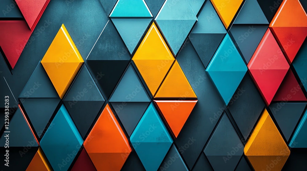 Poster colorful geometric patterns create an abstract design in a modern art installation