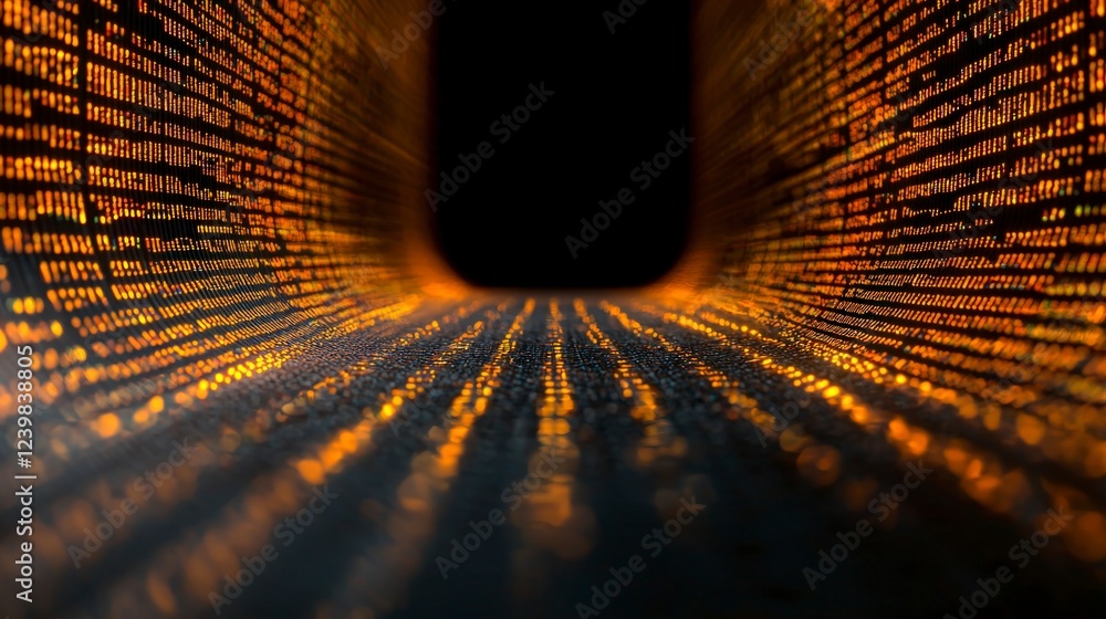 Poster futuristic digital tunnel glowing data stream abstract technology background