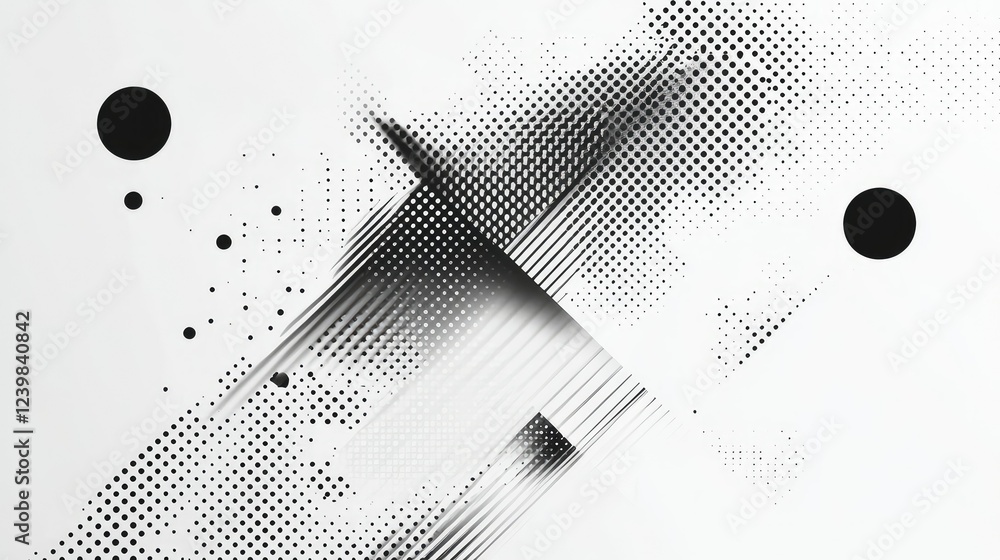 Aufkleber abstract composition with geometric shapes and gradient patterns in monochrome design, ideal for mod