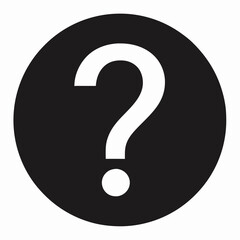 Black Question Mark Icon in a Circular Silhouette &ndash; Vector Illustration Symbolizing Help, Inquiry, Uncertainty, FAQs, Support, and Assistance, Perfect for Web, UI Design, Customer Service, and Graphic