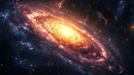Stunning Spiral Galaxy with Bright Core and Vibrant Cosmic Colors, Capturing the Beauty of Deep Space and Celestial Phenomena in High Resolution Imagery