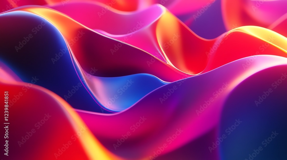 Poster colorful flowing fabric creates an abstract wave pattern in vibrant hues showcasing texture and move