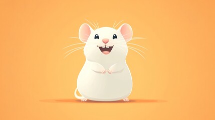 Perky White Rat Cartoon with a Joyous grin � Vector art illustration of a happy white rat mascot