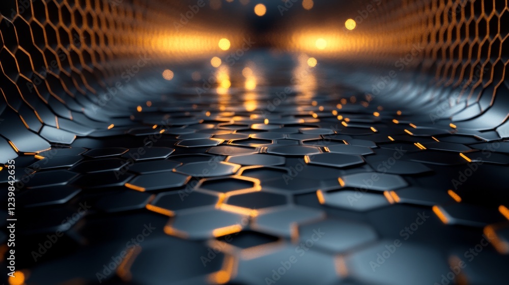 Aufkleber abstract hexagon pattern background with glowing lights