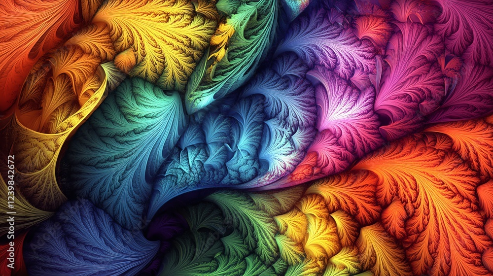 Poster colorful abstract fractal patterns create a mesmerizing visual experience in vibrant hues and intric
