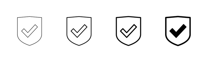 Shield check mark icon vector isolated on white background. Protection approve sign. Safe icon vector