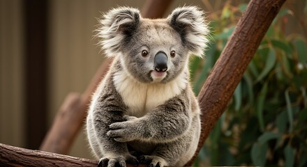 Obraz premium Adorable Koala Bear on Eucalyptus Branch in Australia