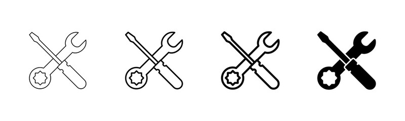 Repair icon vector isolated on white background. Wrench and screwdriver icon. settings vector icon. Maintenance. tools