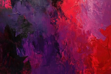 Naklejka premium dramatic abstract expressionist painting with deep purples and crimson heavy impasto